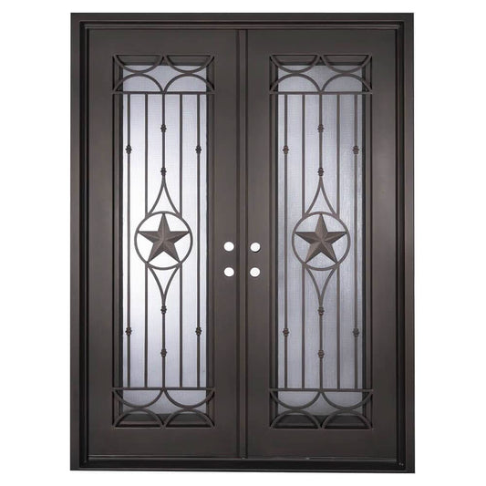 PINKYS Lone Star Black Steel Double Flat Doors