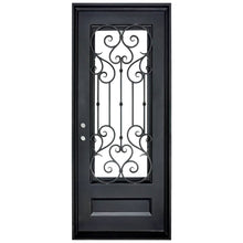 Load image into Gallery viewer, PINKYS New York single flat ornate and meticulously designed single iron door With a gorgeous rectangular bottom panel and scrollwork