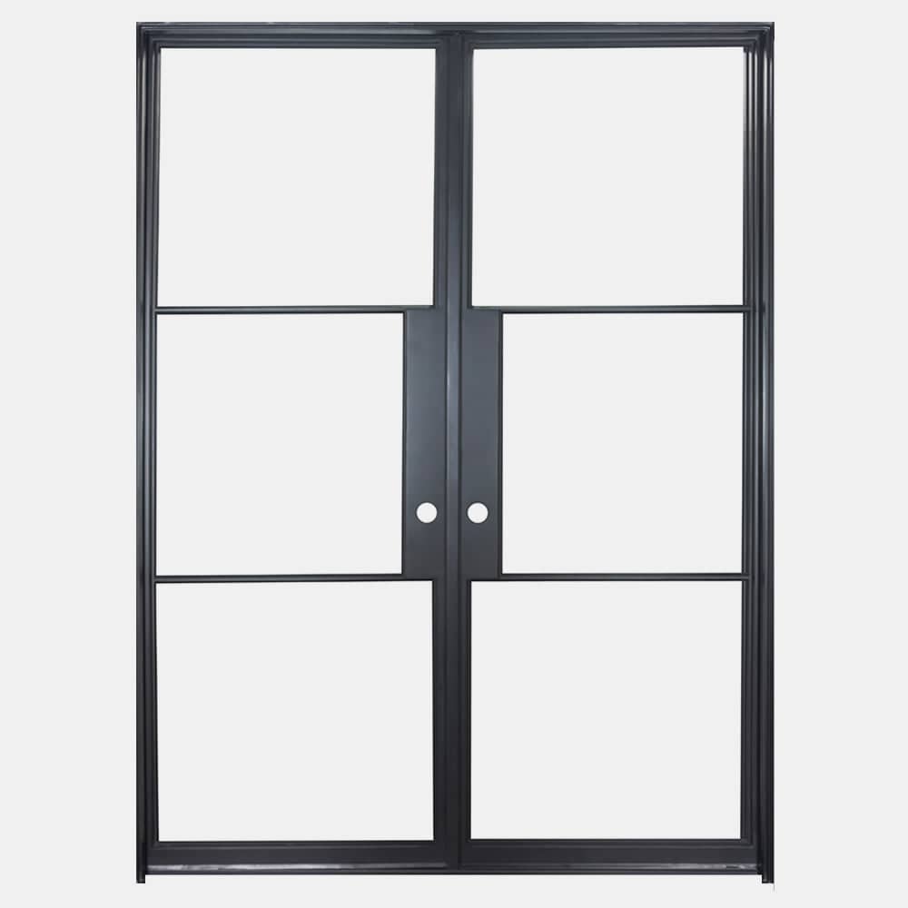 PINKYS Air 4 Interior Black Steel Double Flat Door with Removable Threshold