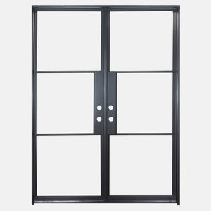 PINKYS Air 4 Interior Black Steel Double Flat Door with Removable Threshold