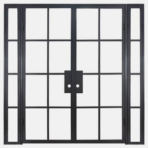 PINKYS Air 5 Interior Black Steel Door w/ Sidelights Double Flat Top