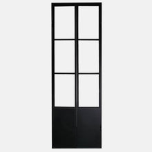 Load image into Gallery viewer, PINKYS Air Pantry Double Flat w/ Kickplate steel interior door with simple horizontal bars results in the perfect combination of classic and contemporary used as entry doors, patio and french doors, back or side steel doors, and even as steel room dividers.