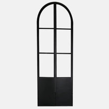 Load image into Gallery viewer, PINKYS Air Pantry Double Full Arch with Kickplate steel interior door with simple horizontal bars results in the perfect combination of classic and contemporary used as entry doors, patio and french doors, back or side steel doors, and even as steel room dividers.