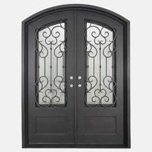 Load image into Gallery viewer, Arch Top Wrought Iron Front Double Door with Glass