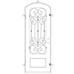 Arch Top Wrought Iron Front Single Door with Glass