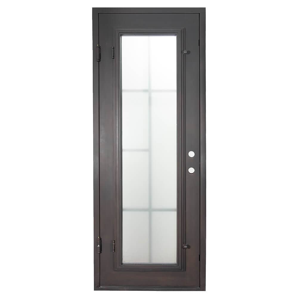 Hollywood straight top metal framed door with thermal break in matte black.