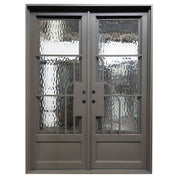 Oregon 86 bronze color wrought iron double square top door with thick glass.