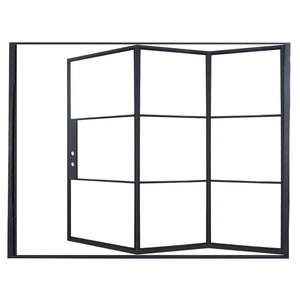Black Bi-fold accordion steel door for patio - PINKYS