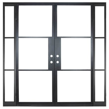 Load image into Gallery viewer, PINKYS Air 4 double flat top black steel door w/ sidelights