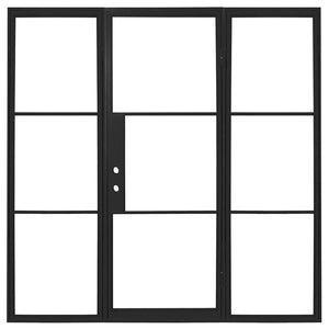 PINKYs Air 4 w/ Sidelights Single Flat Top steel door that can be used for entry doors, patio and french doors, back or side steel doors, and even as steel room dividers.