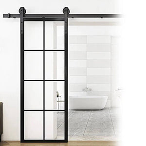 PINKYS Air 5 steel interior barn door with simple horizontal bars results in the perfect combination of classic and contemporary.