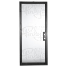 Load image into Gallery viewer, Iron framed door with a single pane of glass from top to bottom. Door is thermally broken to protect from extreme heat.
