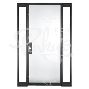 PINKYS Air Lite Interior flat top black steel door w/ sidelights