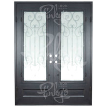 Load image into Gallery viewer, Flat Top Wrought Iron Front Double Door with Glass