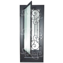 Load image into Gallery viewer, PINKYS New York single flat ornate and meticulously designed single iron door With a gorgeous rectangular bottom panel and scrollwork