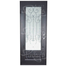 Load image into Gallery viewer, PINKYS New York single flat ornate and meticulously designed single iron door With a gorgeous rectangular bottom panel and scrollwork