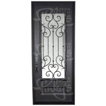 Load image into Gallery viewer, Flat Top Wrought Iron Front Single Door with Glass