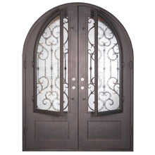 Load image into Gallery viewer, Full Arch Top Wrought Iron Front Double Door with Glass