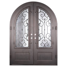 Load image into Gallery viewer, Full Arch Top Wrought Iron Front Double Door with Glass