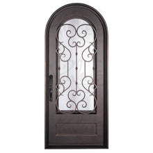 Load image into Gallery viewer, Full Arch Top Wrought Iron Front Single Door with Glass