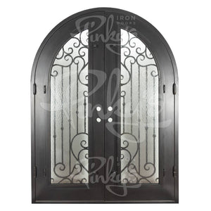PINKYS Paris Black Exterior Double Full Arch Iron Doors