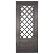 Queensway thermally broken single flat exterior door with hand forged scrollwork.