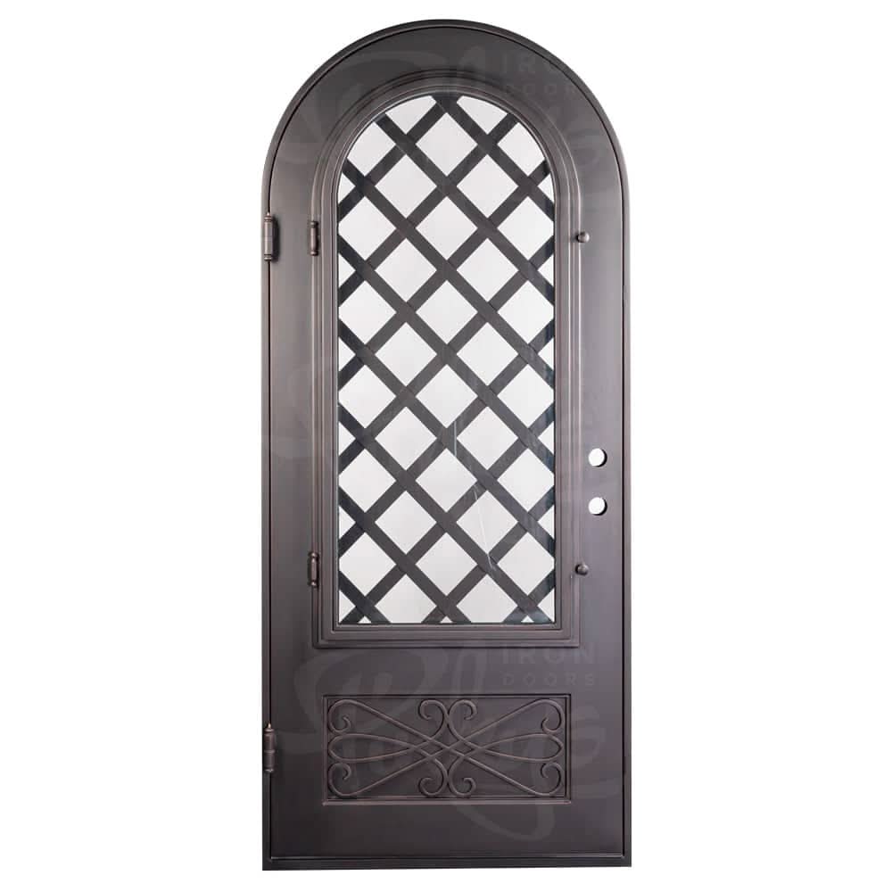 Queensway radius top swinging door with thermal barrier in black color.