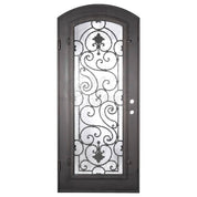 Shavo arch top hinged door with thermal barrier in bronze finish.