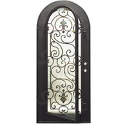 Shavo black cold rolled metal single full arch entry door with glass.