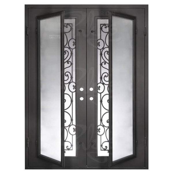 Shavo flat top door in bronze finish with double glass.