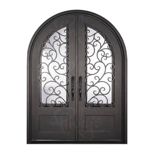 PINKYS Story Black Exterior Double Full Arch Steel Doors