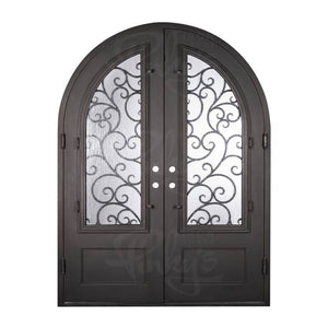 PINKYS Story Black Exterior Double Full Arch Steel Doors