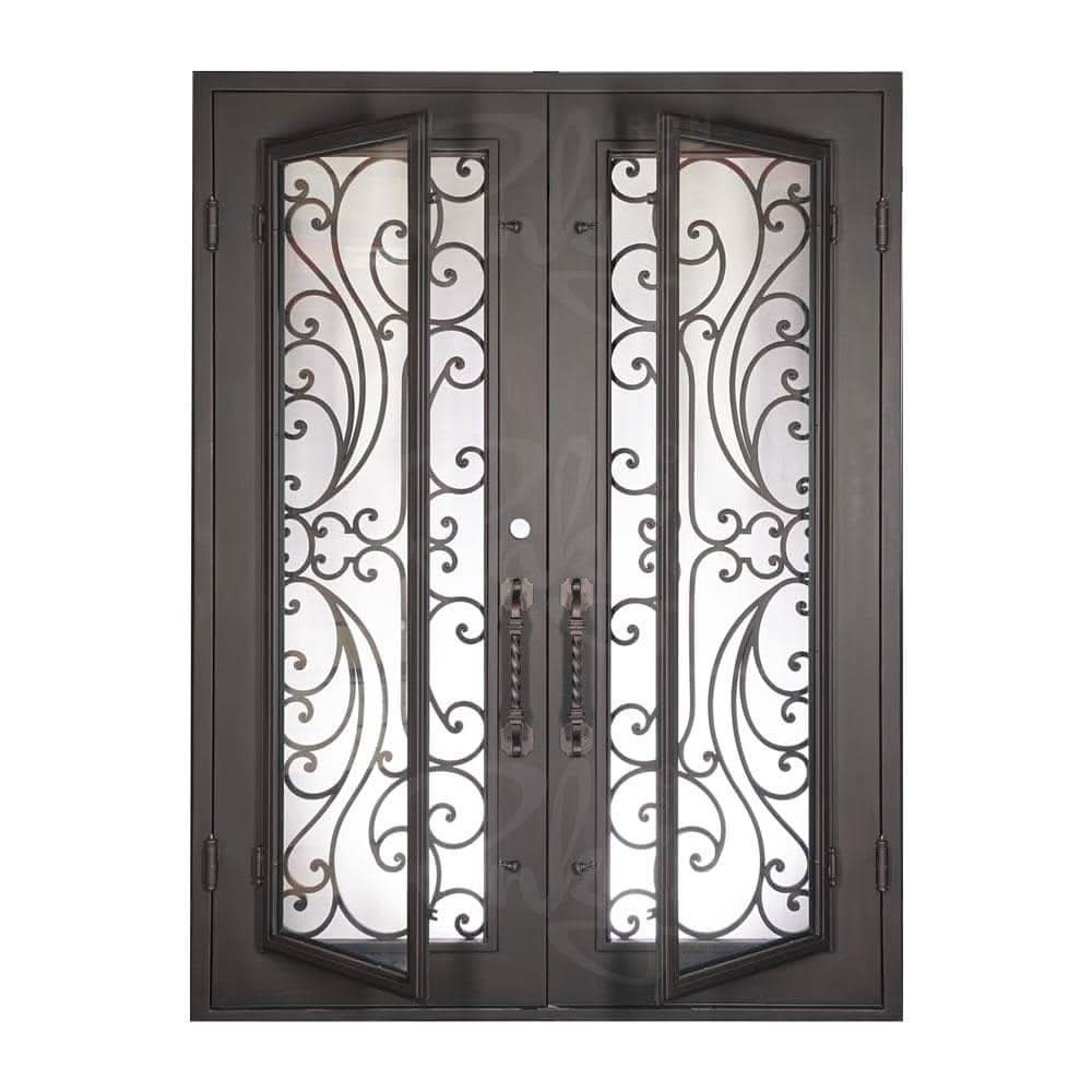 Sunset with Handgrip thermally broken square top french entry door in black finish.