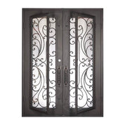 Sunset with Handgrip thermally broken square top french entry door in black finish.