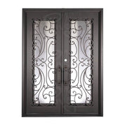 Sunset with Handgrip thermally broken square top patio door in black finish.