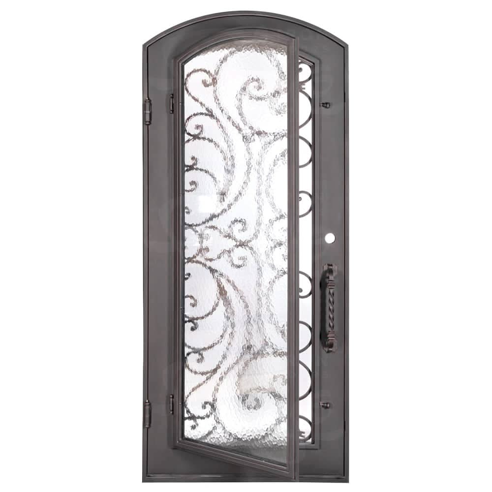 Sunset with Handgrip black finished iron hinged door with thermal break.