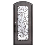 Sunset with Handgrip black finished curved top single swing door with thermal barrier.