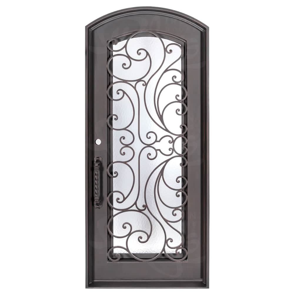 Sunset with Handgrip subtle arch top door with thermal break in matte black finish.
