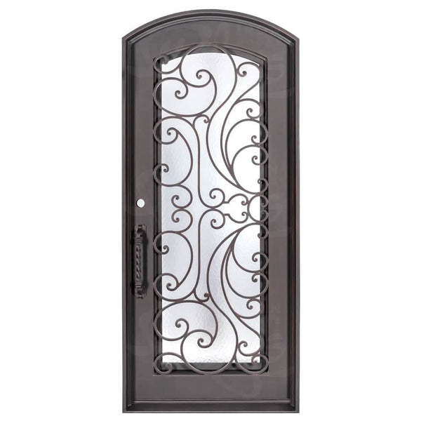 Sunset with Handgrip subtle arch top door with thermal break in matte black finish.