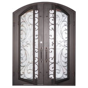 Sunset with Handgrip bronze shaded arched style double entry door with efficient glass.