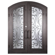 Sunset with Handgrip metal arched top door with thermal barrier and glass in bronze.