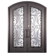 Sunset with Handgrip black colored arched top double door with thermal barrier and clear glass.