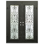 Washington black metal double door with dual-pane tempered glass and square top.
