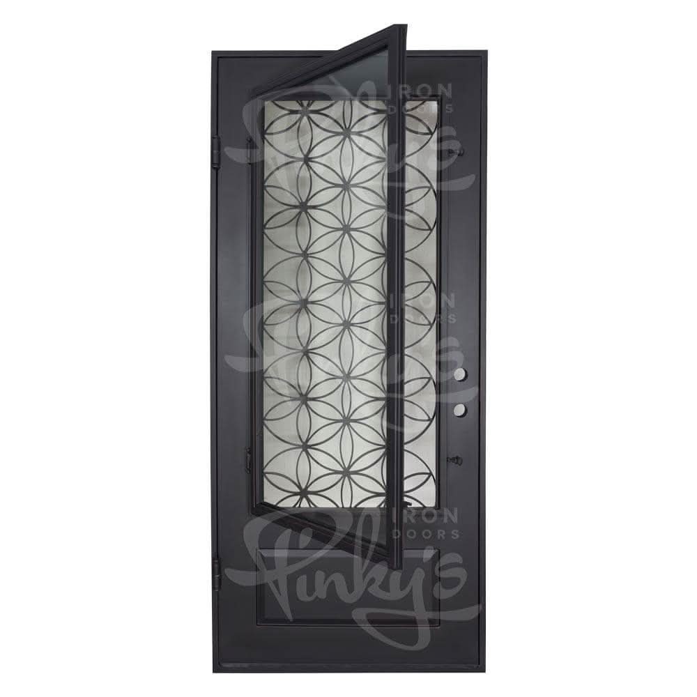 Woodstock thermally broken single flat metal door in matte black.