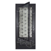Woodstock thermally broken single flat metal door in matte black.