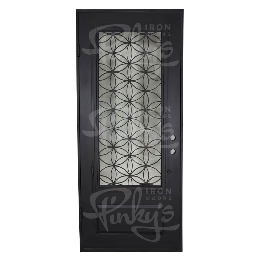 Woodstock Pre-hung bronze color metal flat top single entry door with glass.