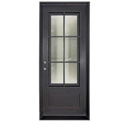 Parker flat top single hinged door with thermal barrier in matte black.
