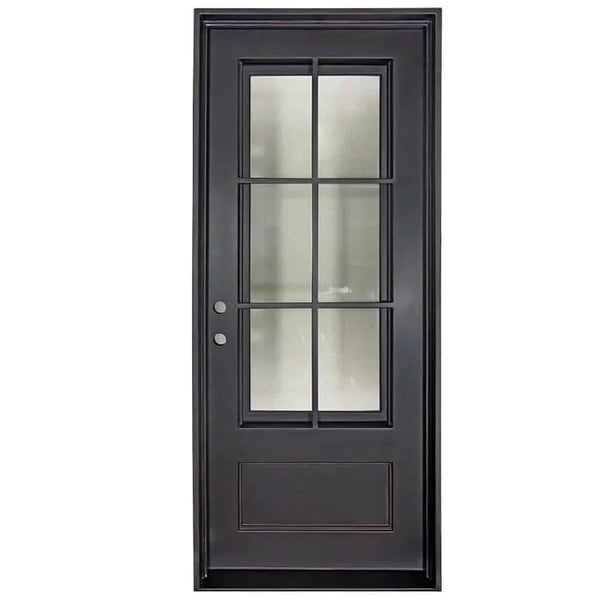 Parker flat top single hinged door with thermal barrier in matte black.