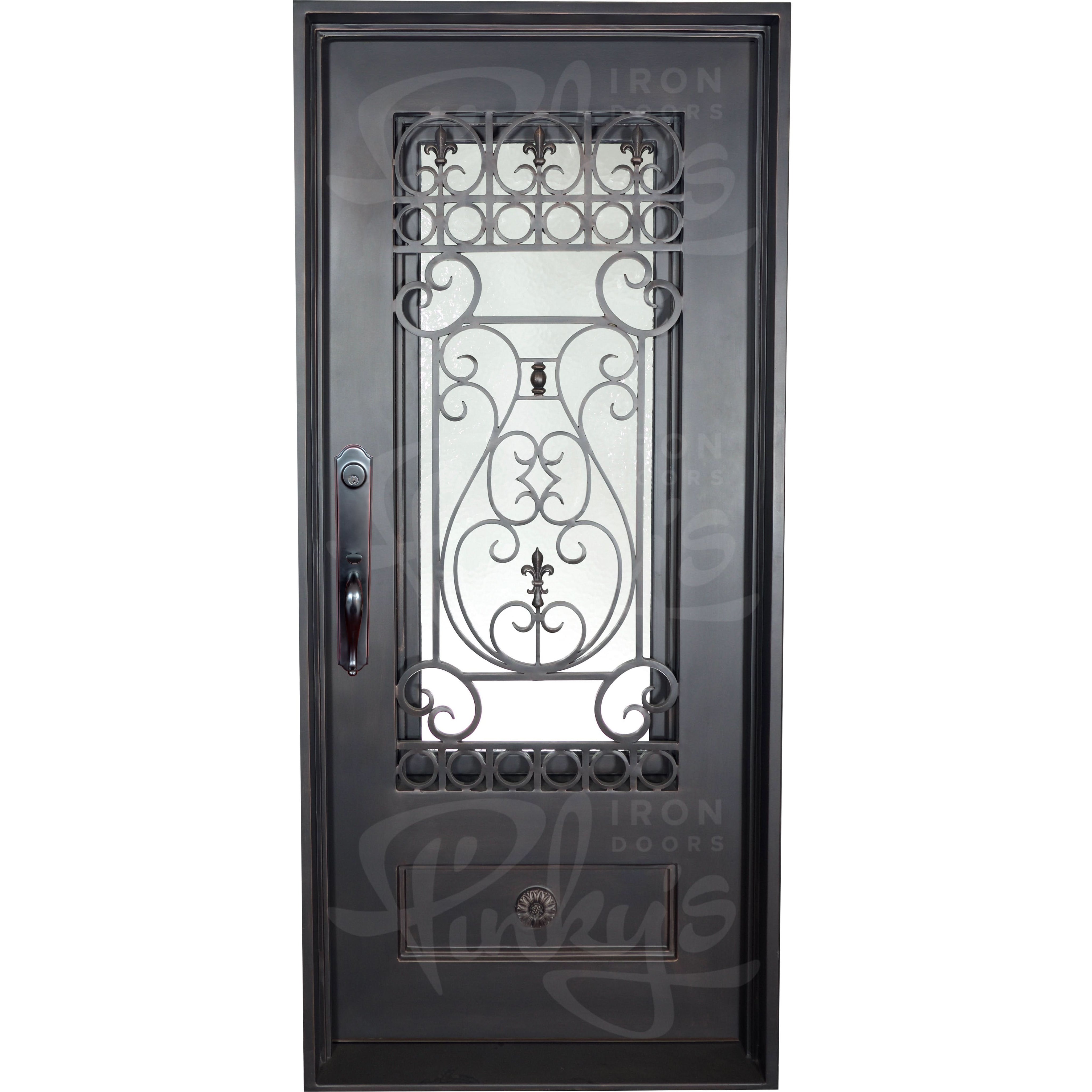 Parkside flat top single flat exterior door for cold weather in bronze color.