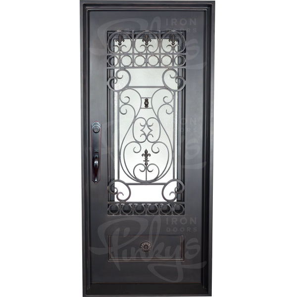 Parkside flat top single flat exterior door for cold weather in bronze color.